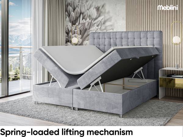 Boxspringbett Aston Hellgrau - H4 - Liegefläche Breite: 160 cm