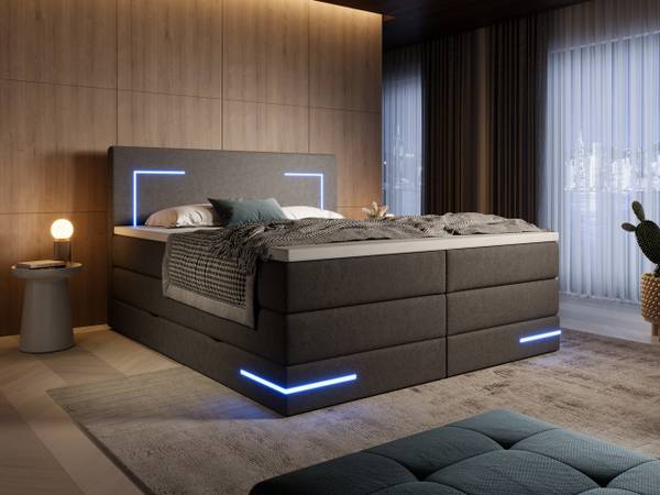 Boxspringbett DETROIT mit Bettkasten Wendbar H3/H4 - Liegefläche Breite: 200 cm