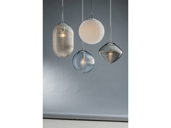LED Pendelleuchte 4 flammig Kugelleuchte Blau - Grau - Silber - Weiß - Milchglas - Rauchglas - 26 x 250 x 26 cm