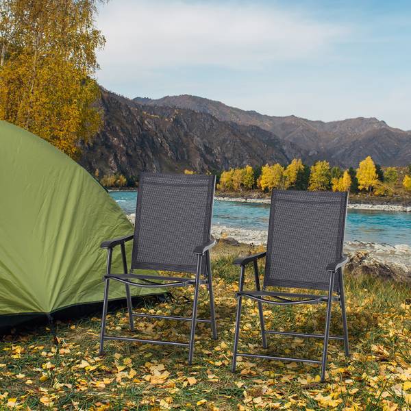 Campingstuhl 84B-381BK 2er Set Schwarz - Metall - 64 x 94 x 58 cm