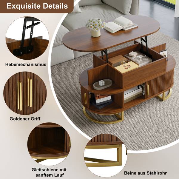 Couchtisch Hermes Ⅷ Braun - Holzwerkstoff - 100 x 64 x 50 cm
