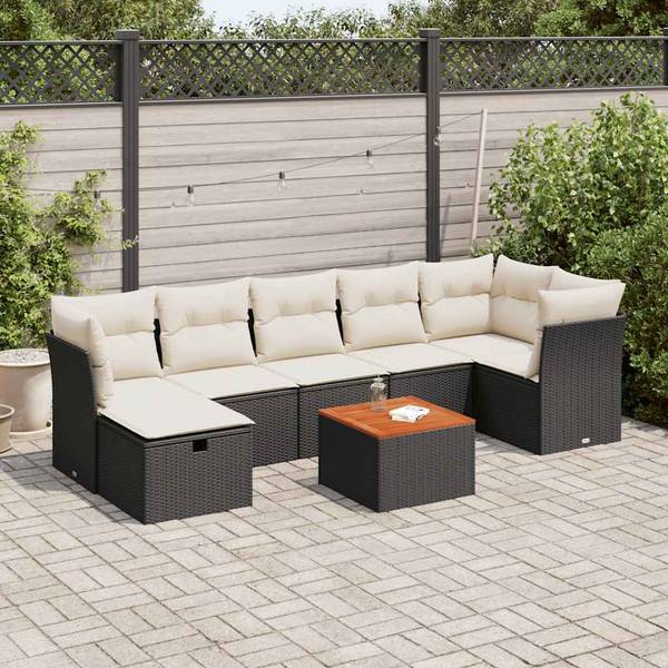 Garten-Lounge-Set 3036489-1 (8-teilig) Schwarz - Creme - Weiß