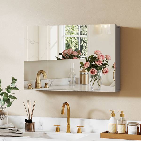 Spiegelschrank 834-366V91GY Grau - Holzwerkstoff - 15 x 60 x 90 cm