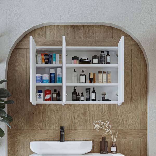 Spiegelschrank GUSTO-II-120 Weiß - Holzwerkstoff - 105 x 60 x 15 cm