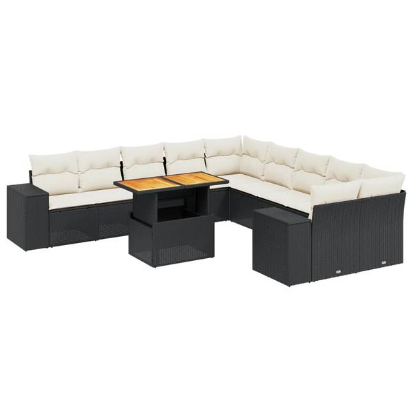 Garten-Lounge-Set 3037214-2 (11-teilig) Schwarz - Creme