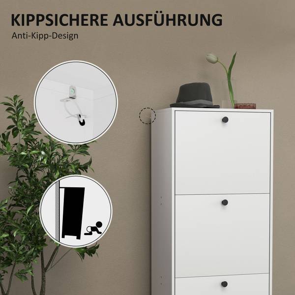 Schuhschrank 837-561V90WT Weiß - Holzwerkstoff - 28 x 115 x 47 cm