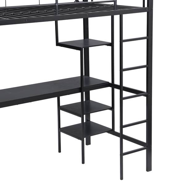 Hochbett EveMetal Ⅰ Schwarz - Eisen - 95 x 180 x 204 cm