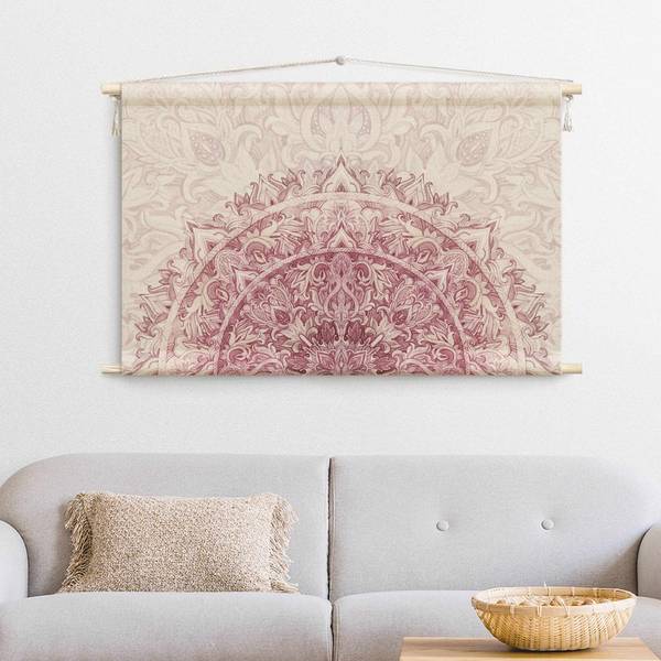 Wandteppich Mandala Ornament halbkreis 110 x 73 cm