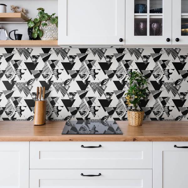 Zelfklevende Tegels Tria set van 9 zwart - polyester-PVC - 30 x 30 x 0 cm