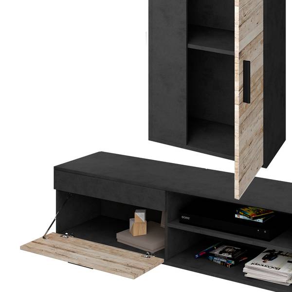 Meuble-paroi Berno 36329 Anthracite - Beige