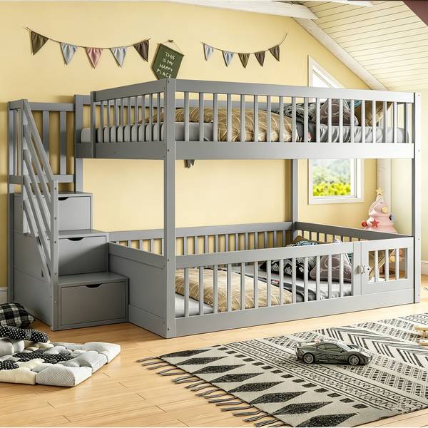 Einzelbett K-1974 Grau - Holzwerkstoff - 145 x 130 x 254 cm