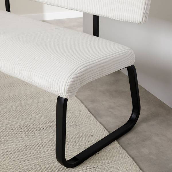 Banc de salle à manger MATESE Blanc - Tissu - 135 x 88 x 58 cm