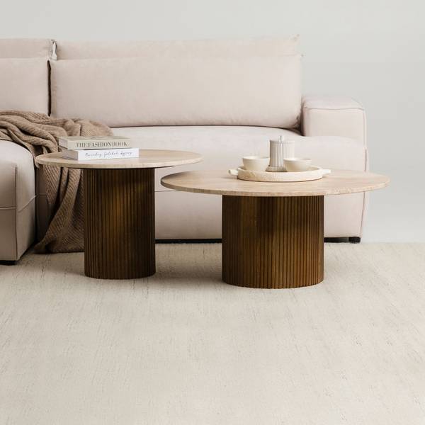 Couchtischset NARMANDA/MANDI 2er Set Beige - Braun - Mango - 80 x 35 x 80 cm