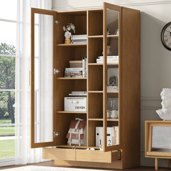 Standvitrine SHEFWoody Ⅵ Braun - Holzwerkstoff - 40 x 160 x 80 cm
