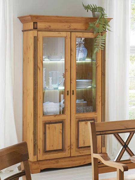 Glasvitrine Florenz Braun - Massivholz - 114 x 200 x 46 cm