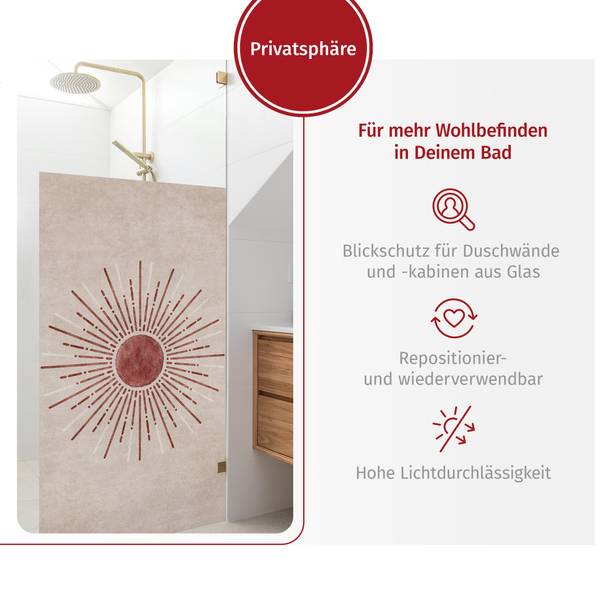 Dusch‑Sichtschutz Boho Sonne 90 x 120 cm