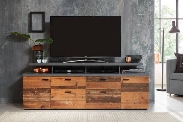 TV-meubelstemming bruin - deels massief hout - 180 x 66 x 47 cm