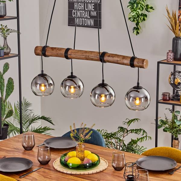 Pendelleuchte Cesaro Grau - Holzwerkstoff - Metall - 10 x 150 x 80 cm