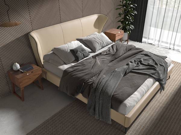 Bett 7175 Beige - Polyester - Kunstleder - Kunstharz - 220 x 110 x 217 cm