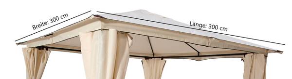 Ersatzdach für Pavillon VENEZIA Beige - Polyester - PVC - 300 x 1 x 300 cm