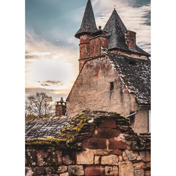 Tableau mural église Collonges Rouge - Acacia - 140 x 100 x 3 cm