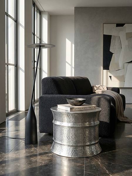 Couchtisch ENNS mit Ringprofil Silber - Aluminium - 62 x 41 x 62 cm
