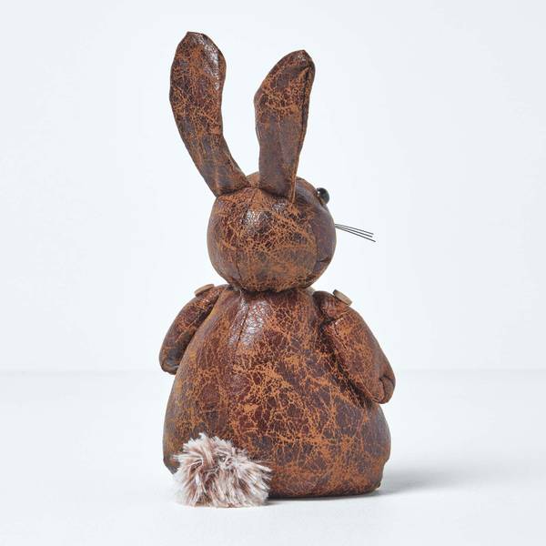 Türstopper Hase Kunstleder Braun - Mischgewebe - 17 x 30 x 17 cm