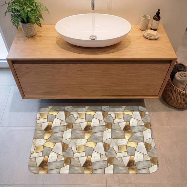 BADEMATTE Mosaik 90 x 60 cm - Durchmesser: 96 cm
