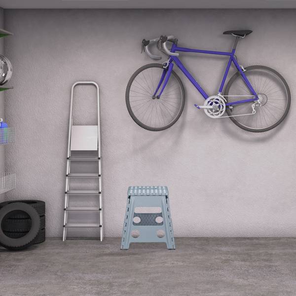 Klapphocker faltbar XL Grau - Weiß - Kunststoff - 39 x 39 x 32 cm