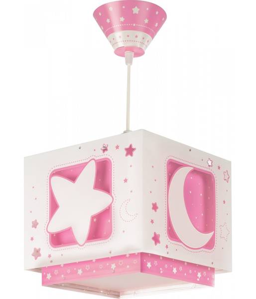 Kinderzimmer Deckenlampe Luna und Sterne Pink - Kunststoff - 24 x 22 x 24 cm