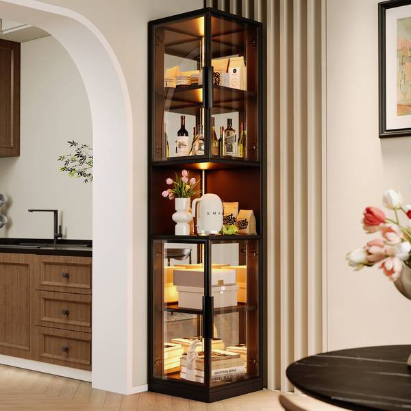 Vitrine HE46QUA Ⅴ Schwarz - Holzwerkstoff - 44 x 205 x 42 cm