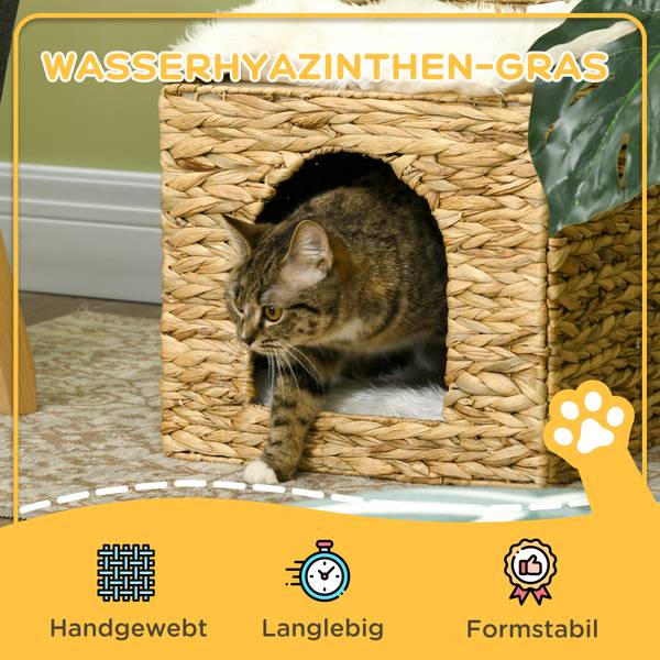 Katzenhöhle CP63 Braun - Rattan - 42 x 42 x 38 cm