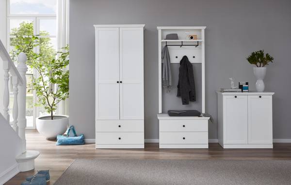 Garde-robe BrandsonBaxter Blanc - En partie en bois massif - 81 x 196 x 41 cm