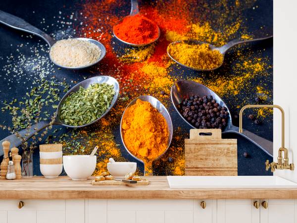 Fototapete Gewürzlöffel Curry Kurkuma 250 x 175 x 175 cm