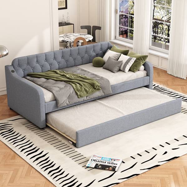 Kinderbett ｜K-429 Grau - Holzwerkstoff - 191 x 79 x 215 cm
