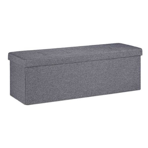 Sitzbank mit 3 Fächern Grau - Polyester - 114 x 39 x 38 cm