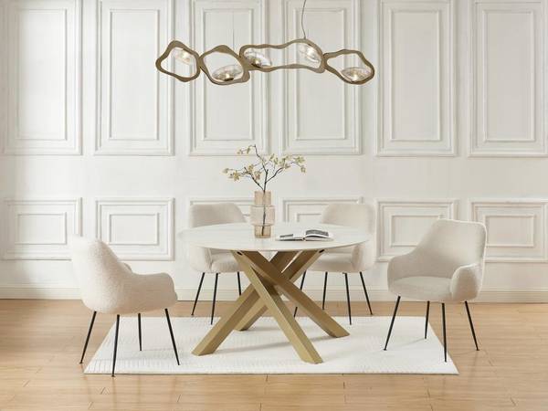 Esstisch LENUMIA Gold - Keramik - 130 x 76 x 130 cm