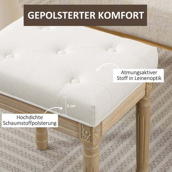 Sitzhocker 838-601V00BG Beige - Leinen - Polyester - 32 x 47 x 42 cm