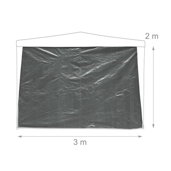 Zijwanden partytent 2x3 m set van 3 grijs - wit - kunststof - 300 x 200 x 1 cm