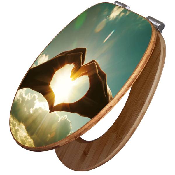 WC-Sitz mit Absenkautomatik Sonne im Her Bambus - Holzwerkstoff - 38 x 5 x 49 cm