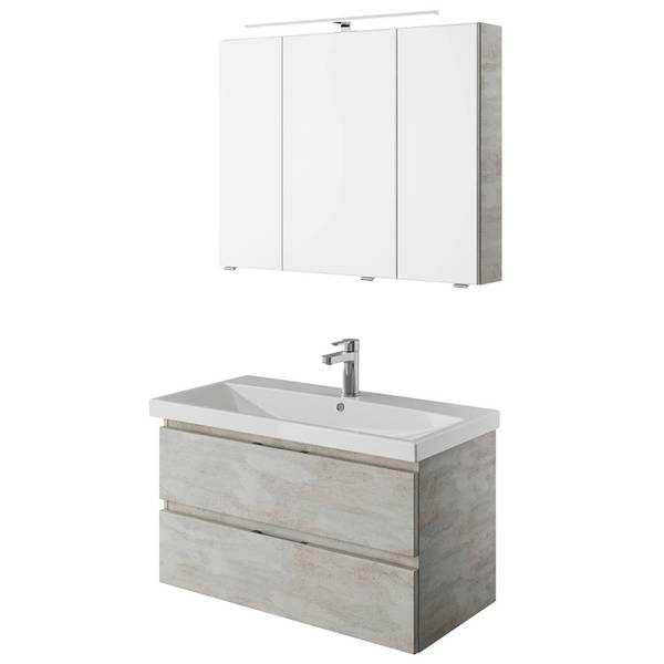 Badmöbel-Set VILLATORO-66-33 2er-Set Grau - Holzwerkstoff - 90 x 200 x 45 cm