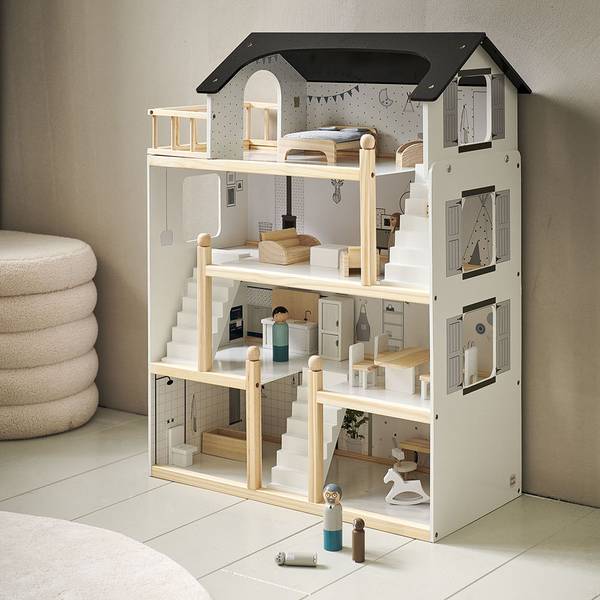 Puppenhaus LYONNAISE 19 tlg Braun - Holzwerkstoff - 32 x 81 x 61 cm