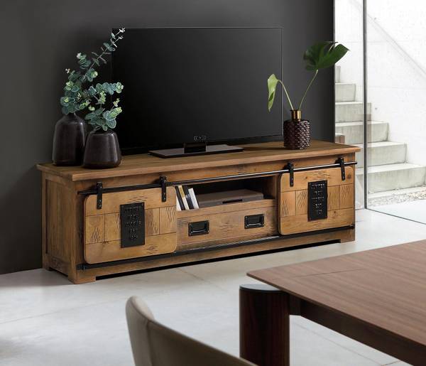 TV Schrank 1237 Braun - Massivholz - 50 x 55 x 180 cm