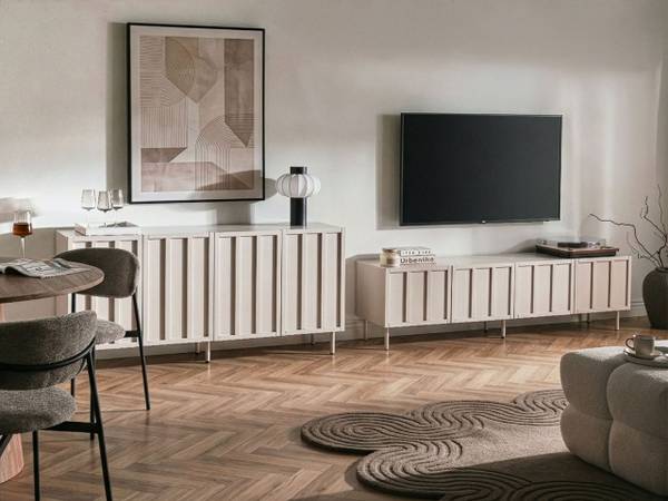 Sideboard CLUNES Beige - Bambus - 160 x 75 x 38 cm