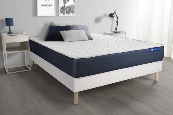 Bettgestell und Matratze Actilatex slee Weiß - Massivholz - 130 x 51 x 210 cm