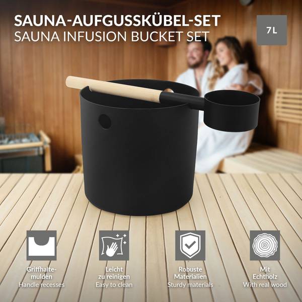 Sauna Zubehör Set AURIA-S 2 tlg Schwarz - Metall - 25 x 23 x 25 cm