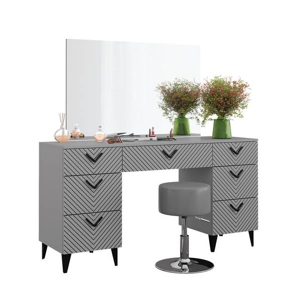 Kaptafel Anett 40714 grijs - plaatmateriaal op houtbasis - 150 x 79 x 45 cm