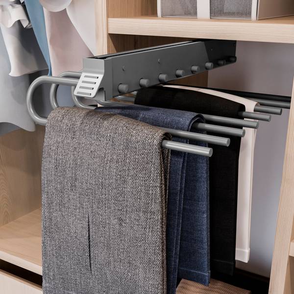 Ausziehbarer Hosenbügel Silber - Metall - 35 x 12 x 50 cm