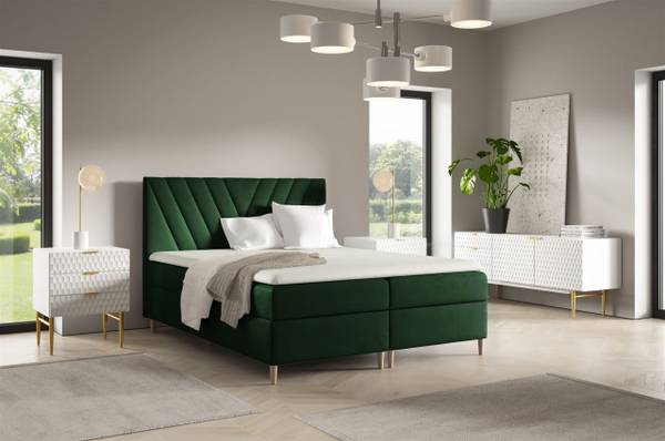 Boxspringbett ESPEN Kiwigrün - Breite: 204 cm