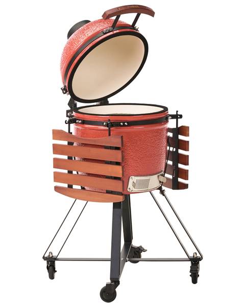 Gril à charbon de bois KAMADO Noir - Marron - Rouge